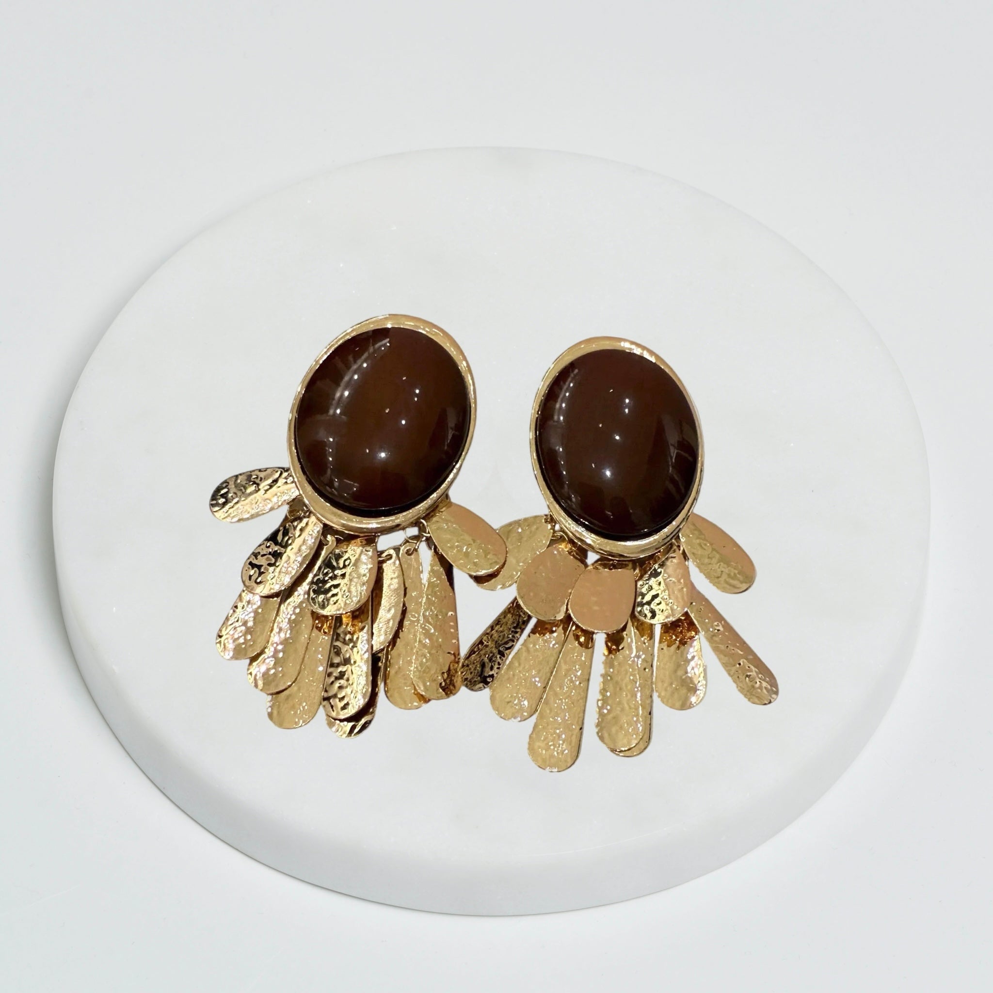 Brown artistic oversized earrings