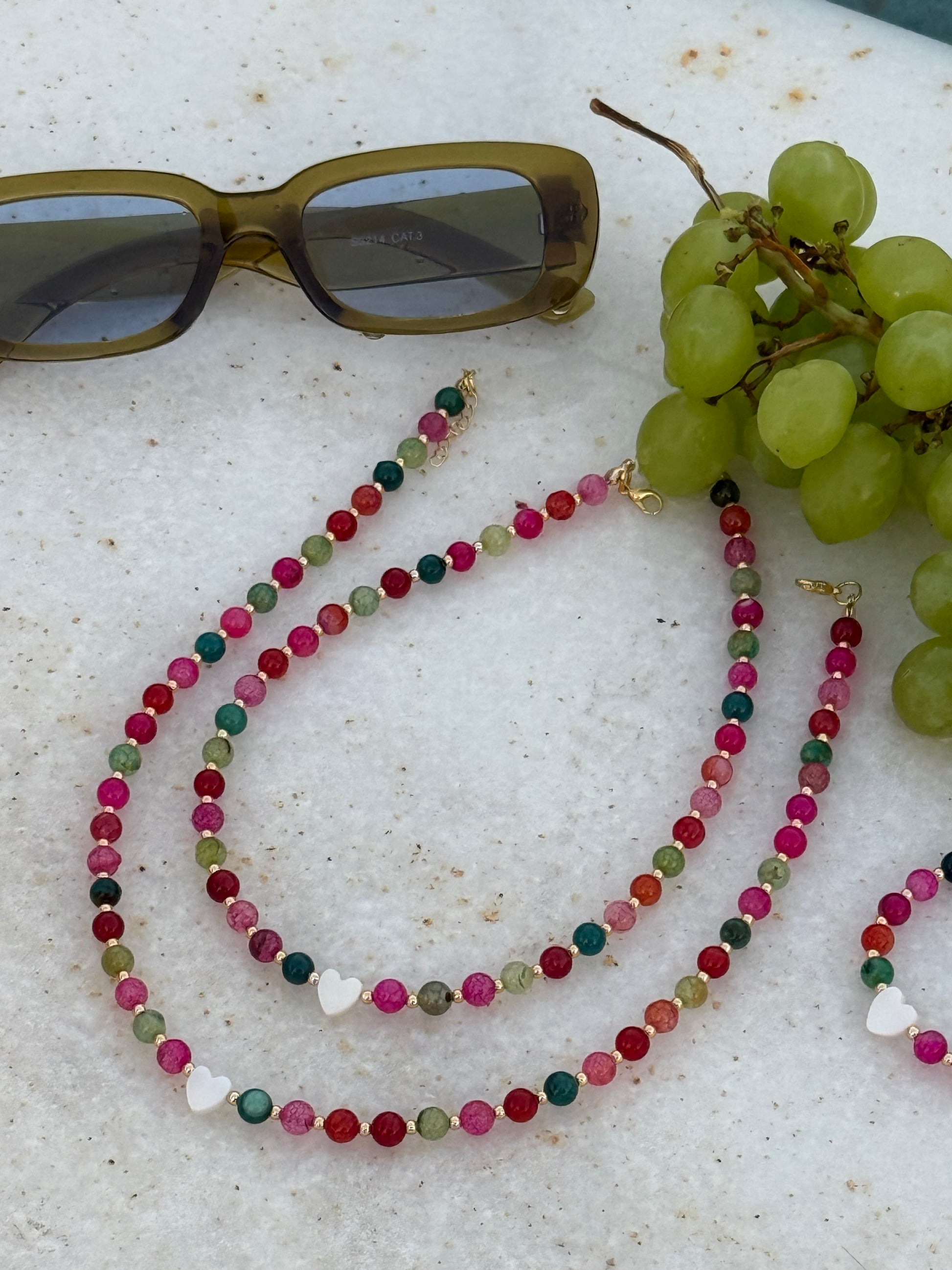 Watermelon semi-precious stone necklace