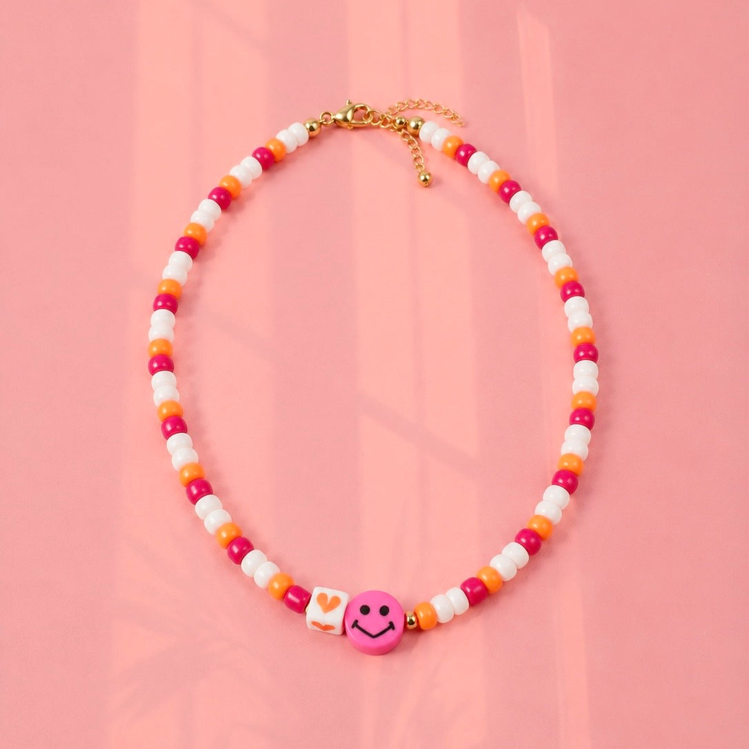 Fuschia smiley necklace