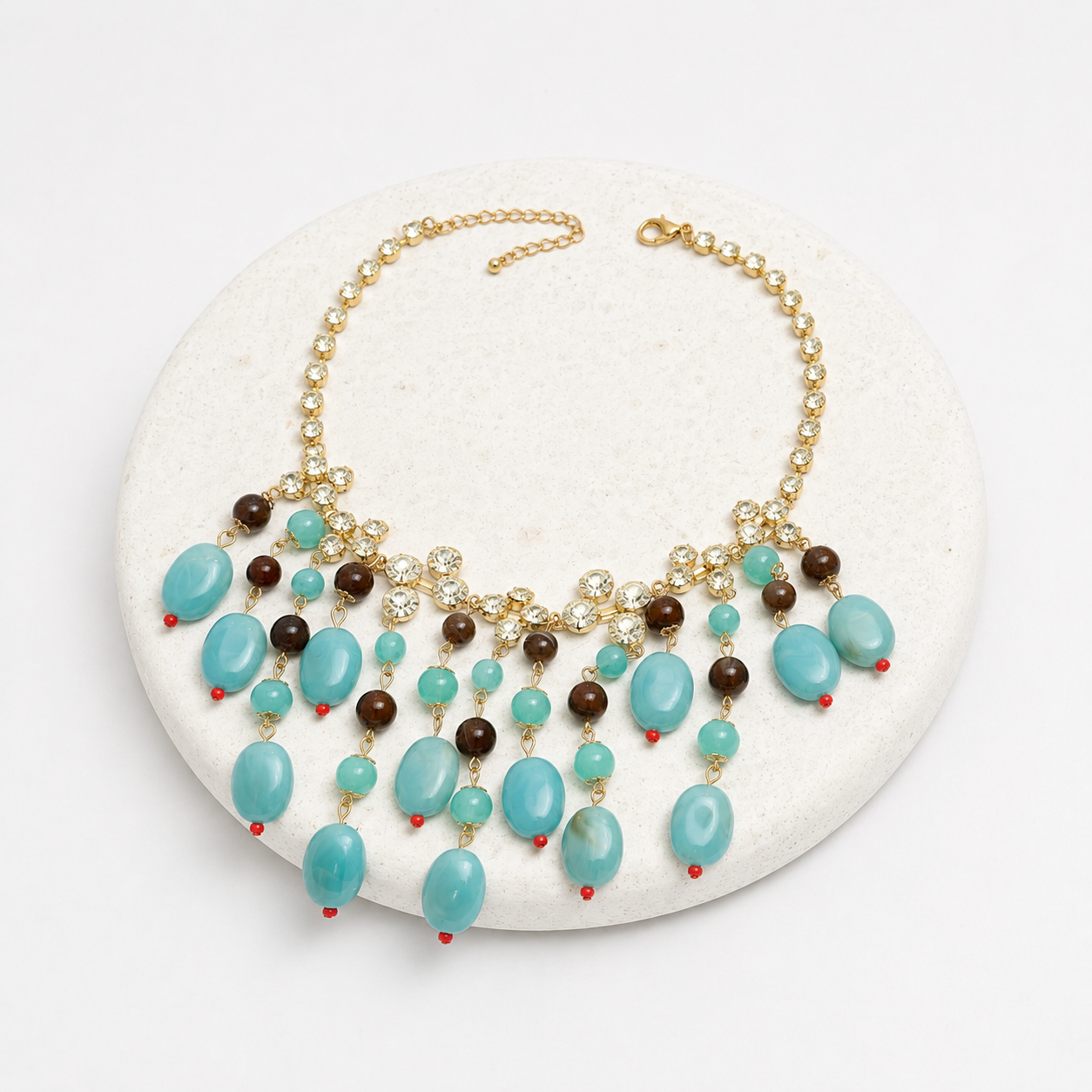 Turquoise crystal drop necklace