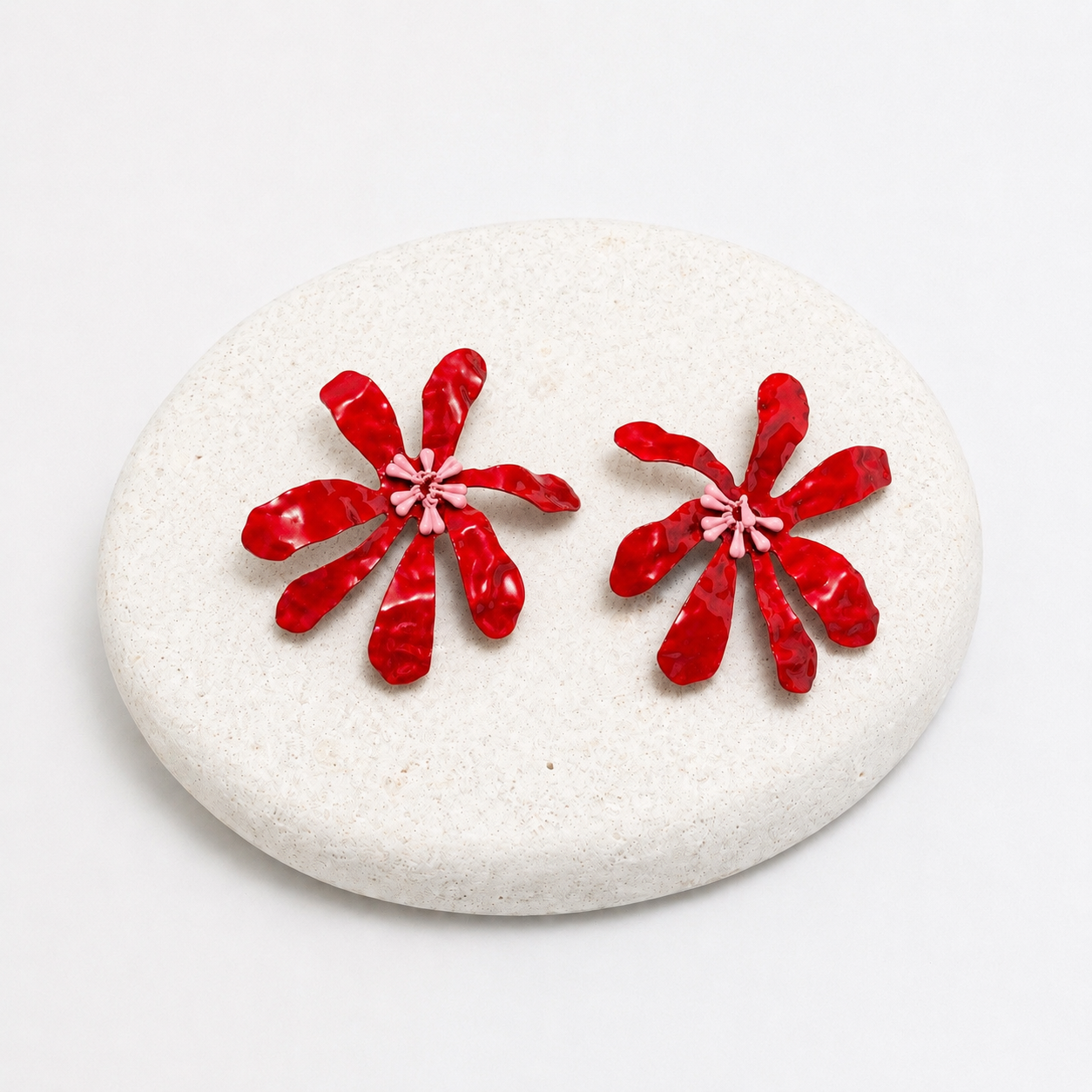 Super red flower earrings