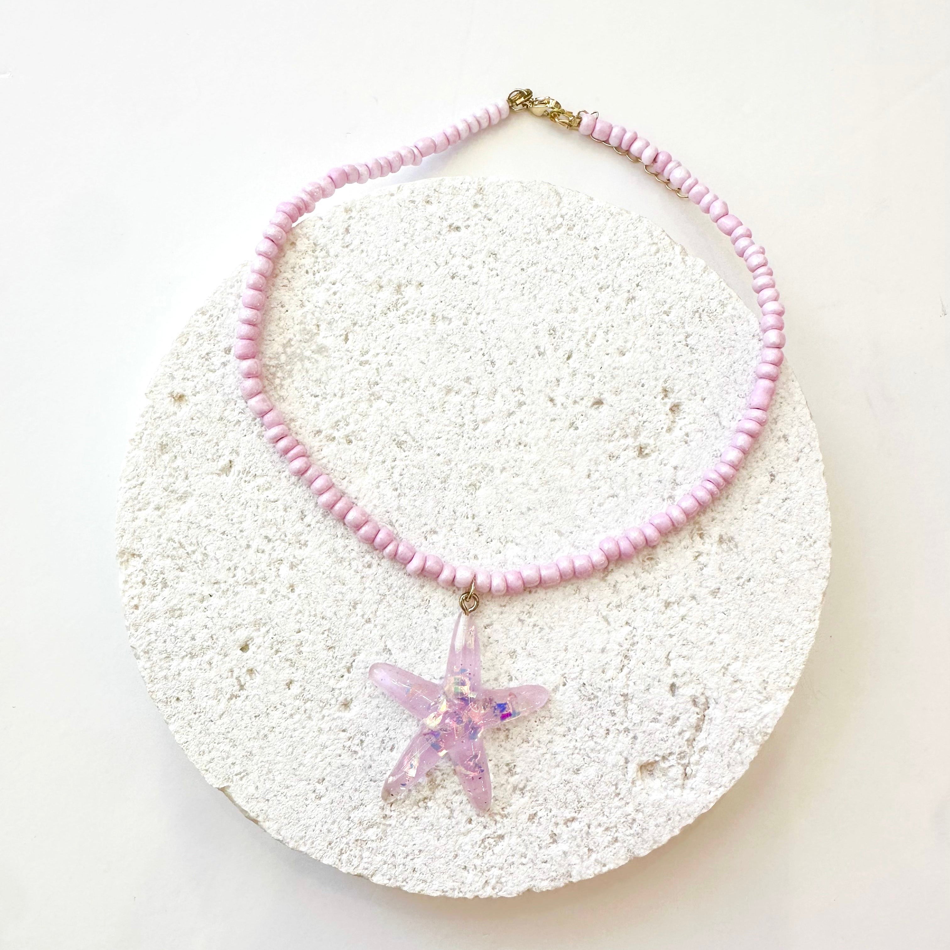 Pink mermaid necklacd