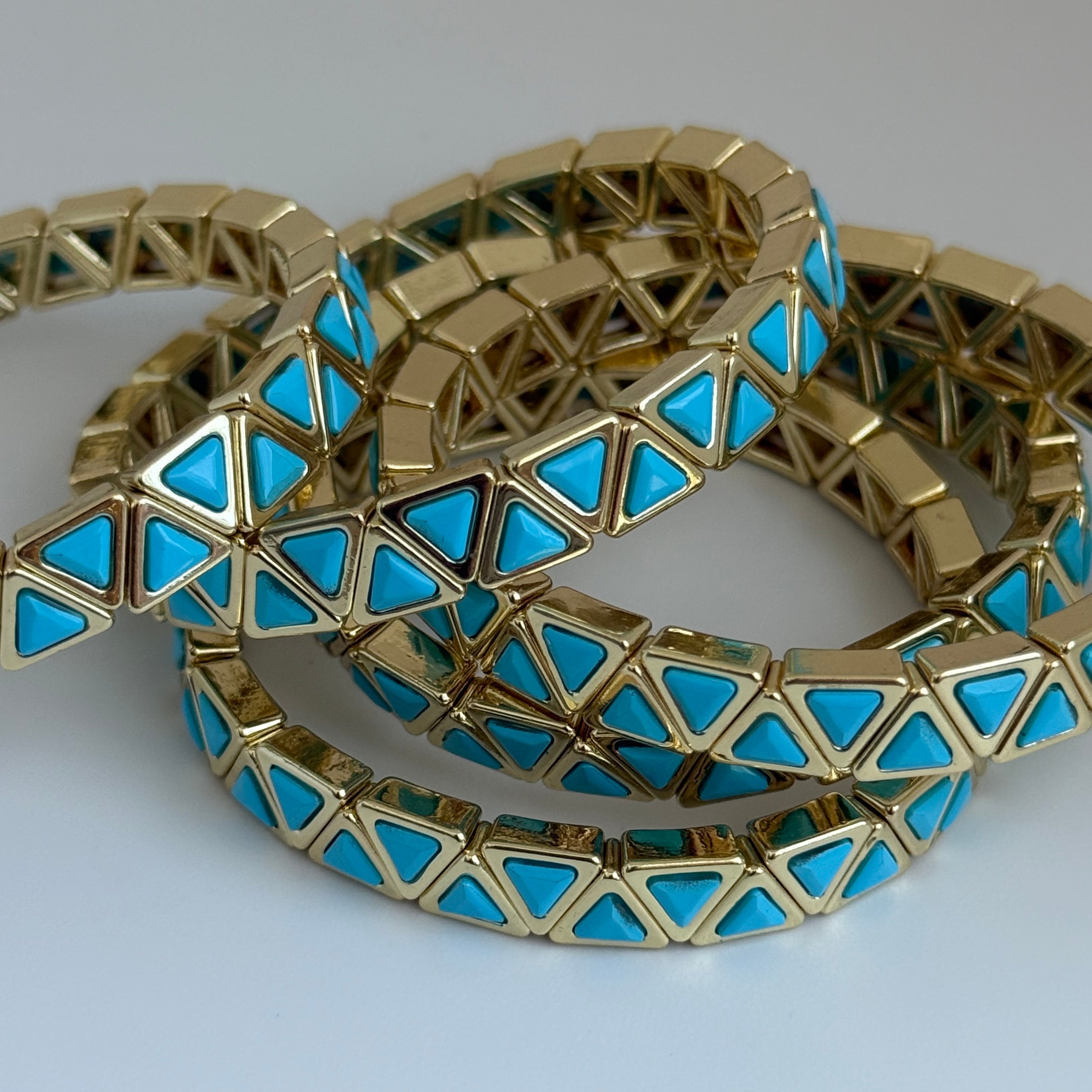 Triangle turquoise enamel bracelet