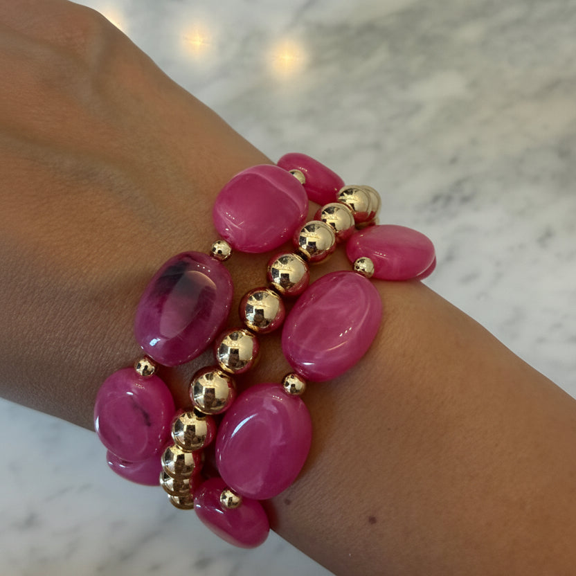 Set of 3 bracelets in hot pink