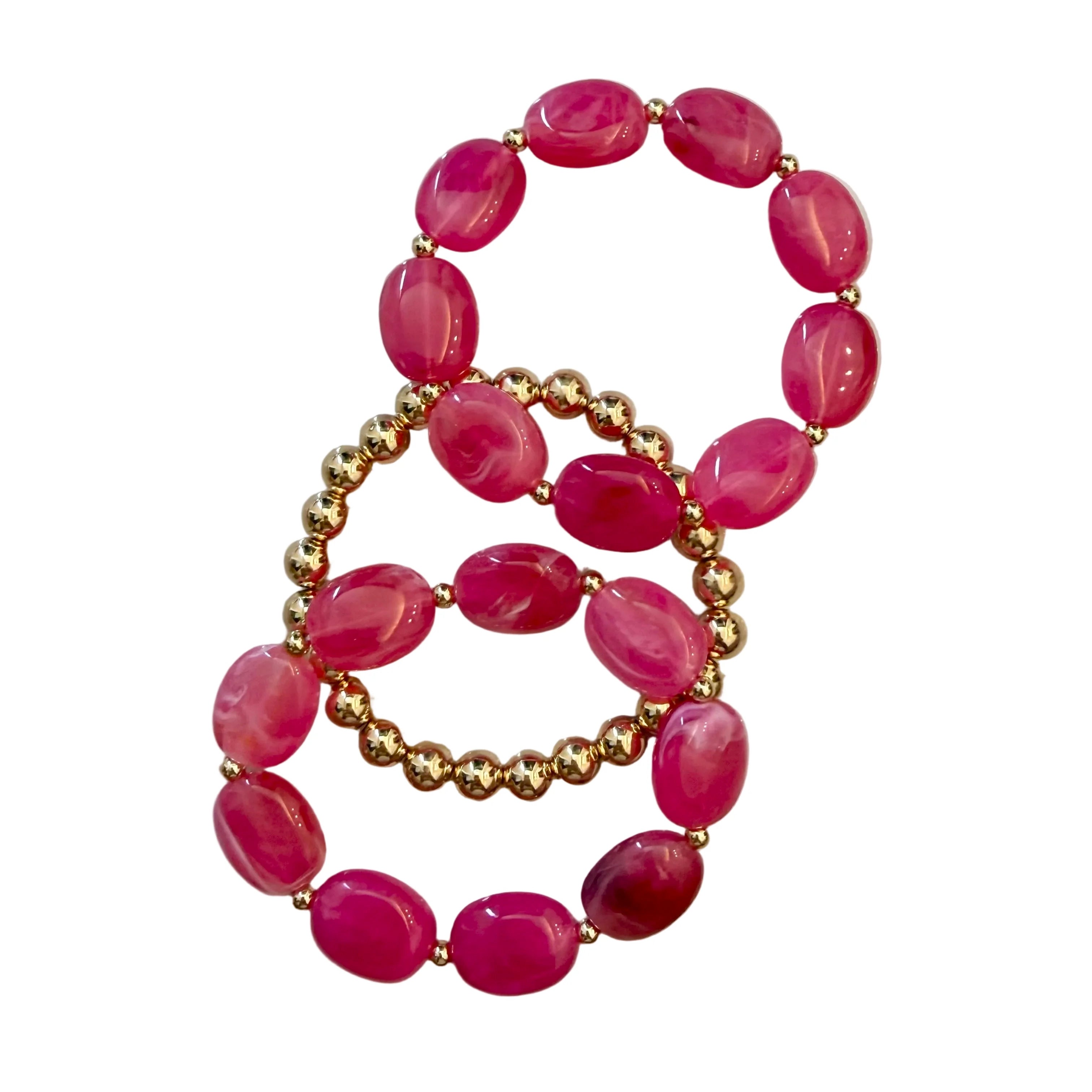 Set of 3 bracelets in hot pink