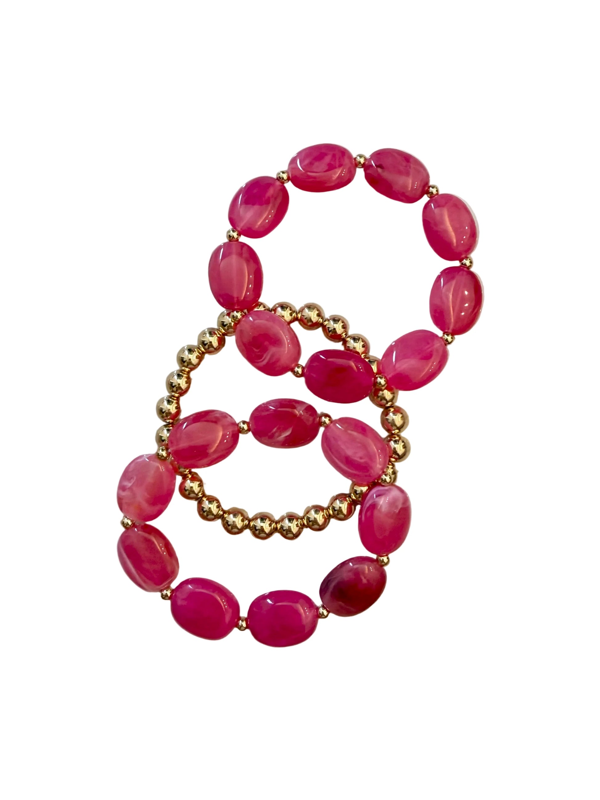 Set of 3 bracelets in hot pink