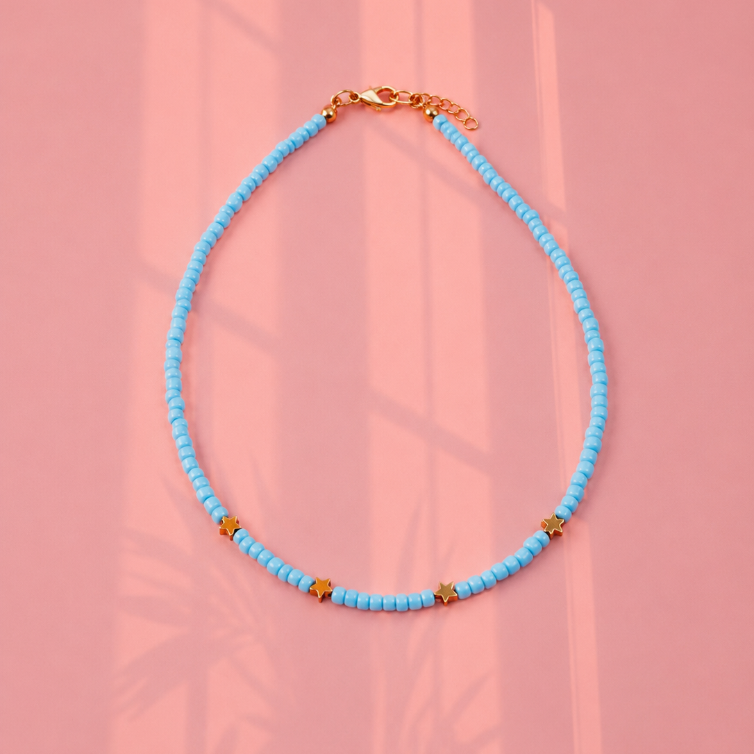 Delicate aqua starlight necklace
