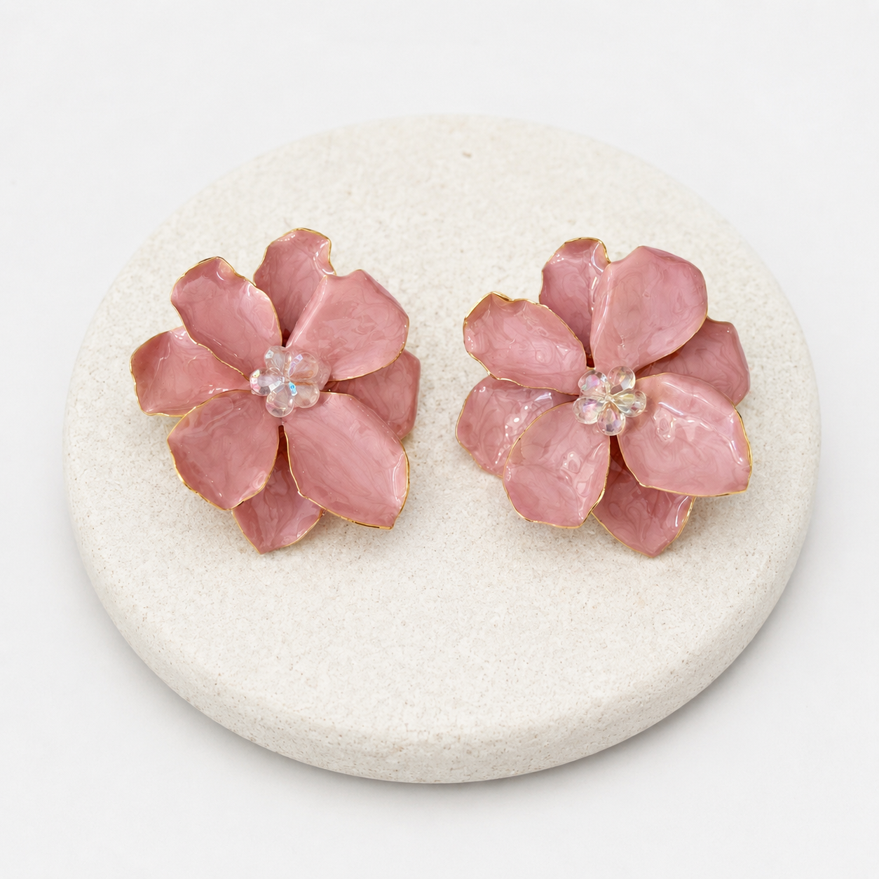 Soft pink flower earrings