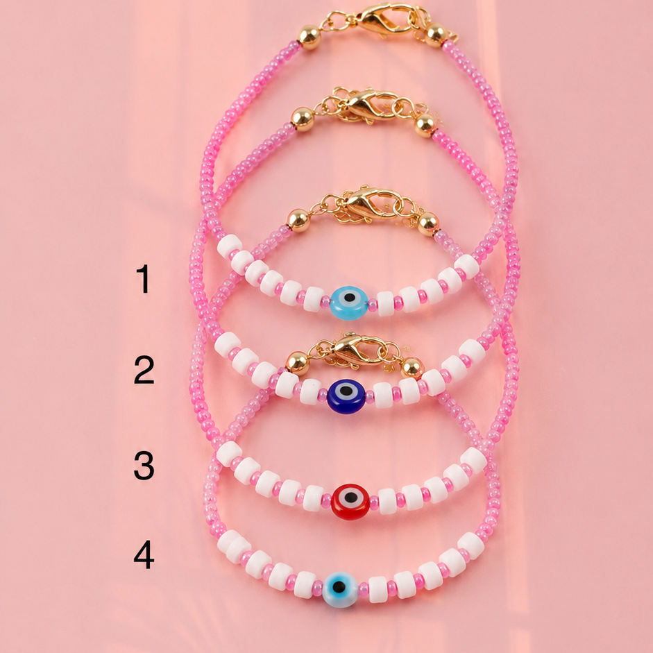 Pink evil eye bracelet