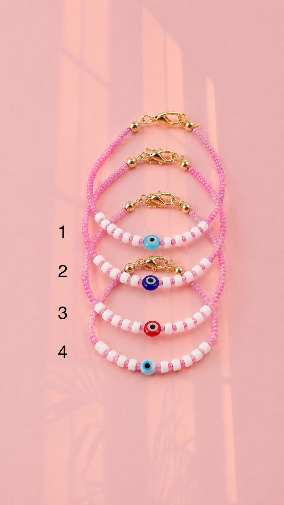 Pink evil eye bracelet