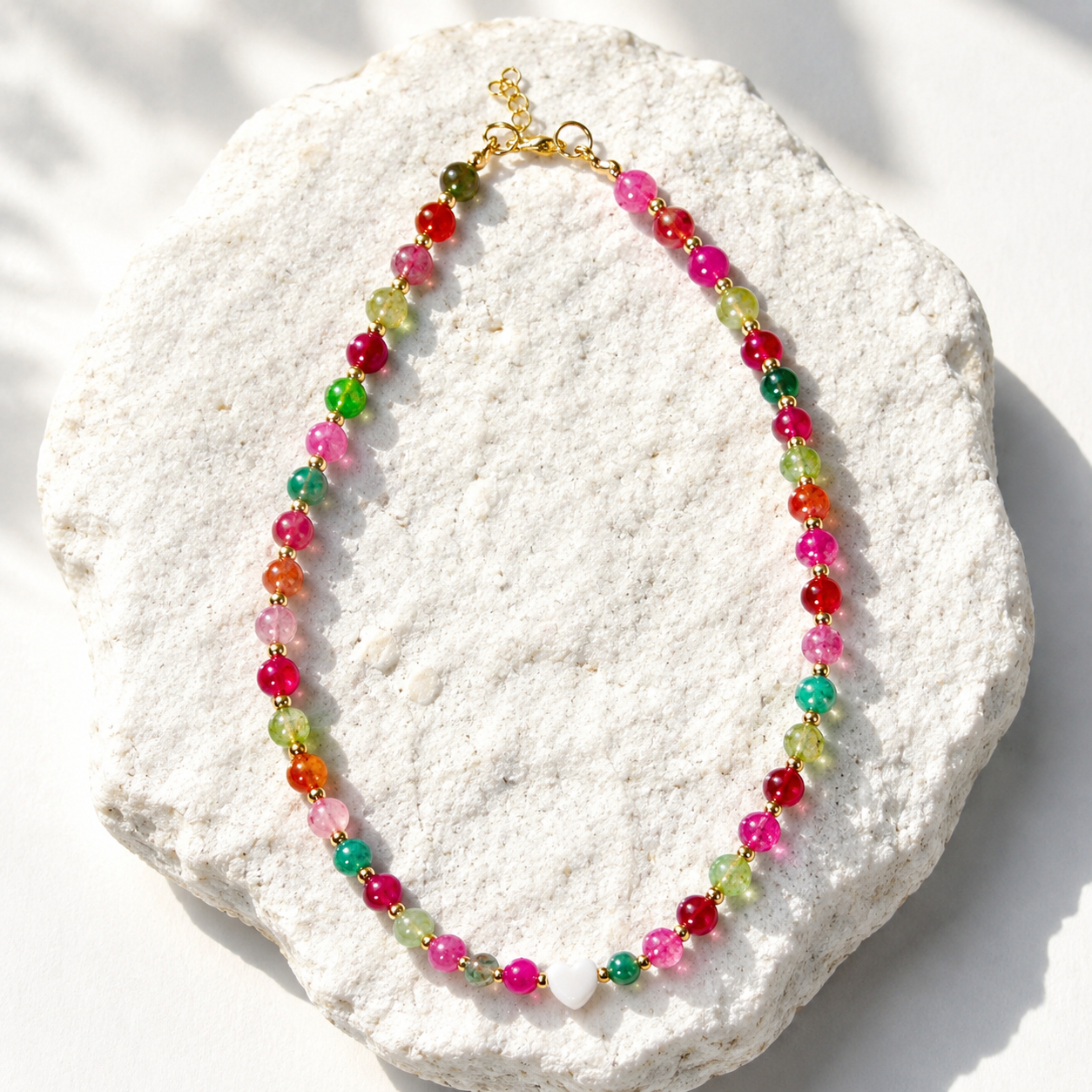 Watermelon semi-precious stone necklace