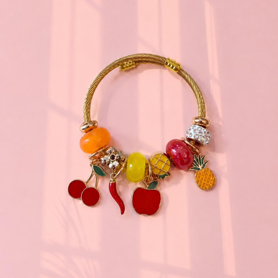 Fruits kids charm bracelet with chilly