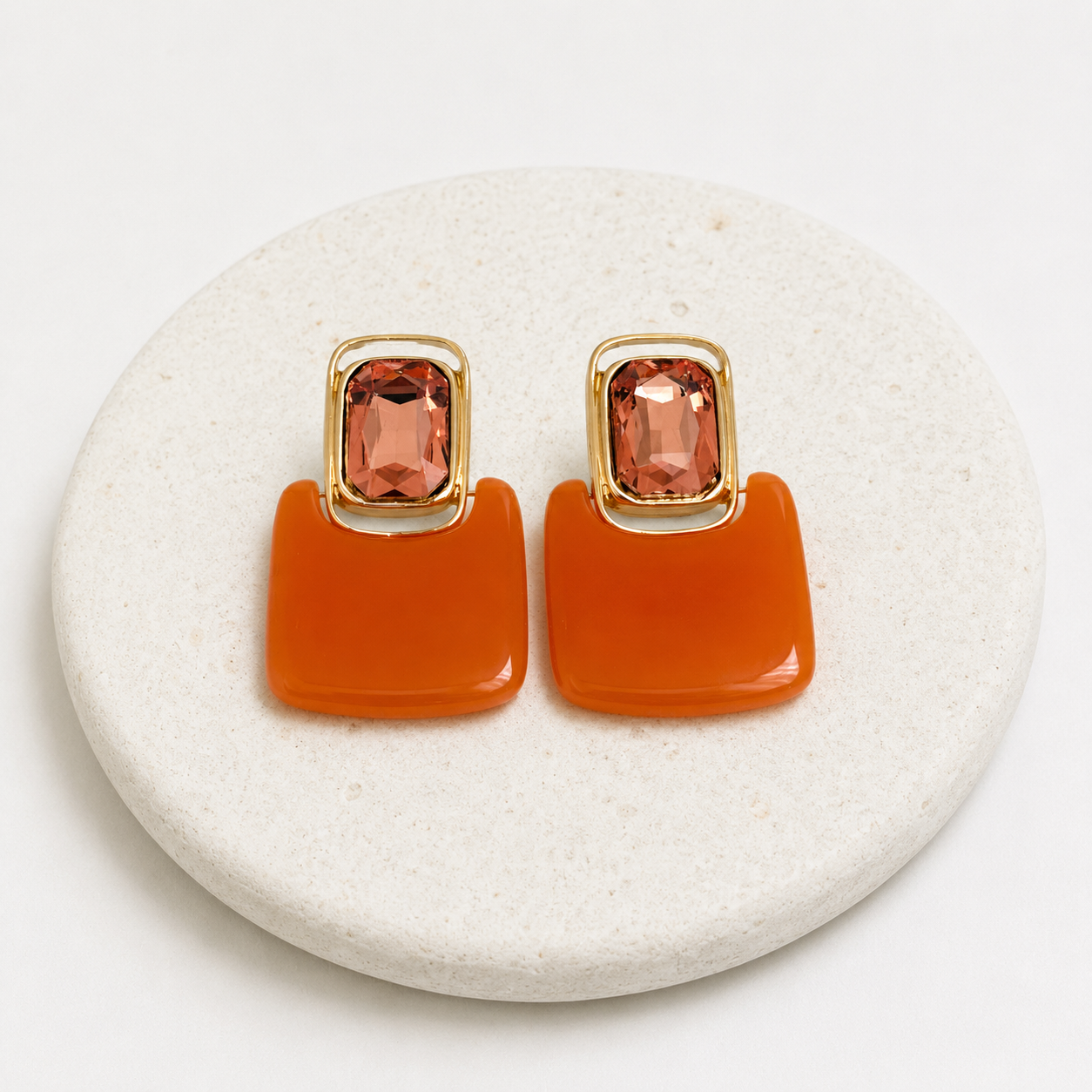 Large orange modern earrings