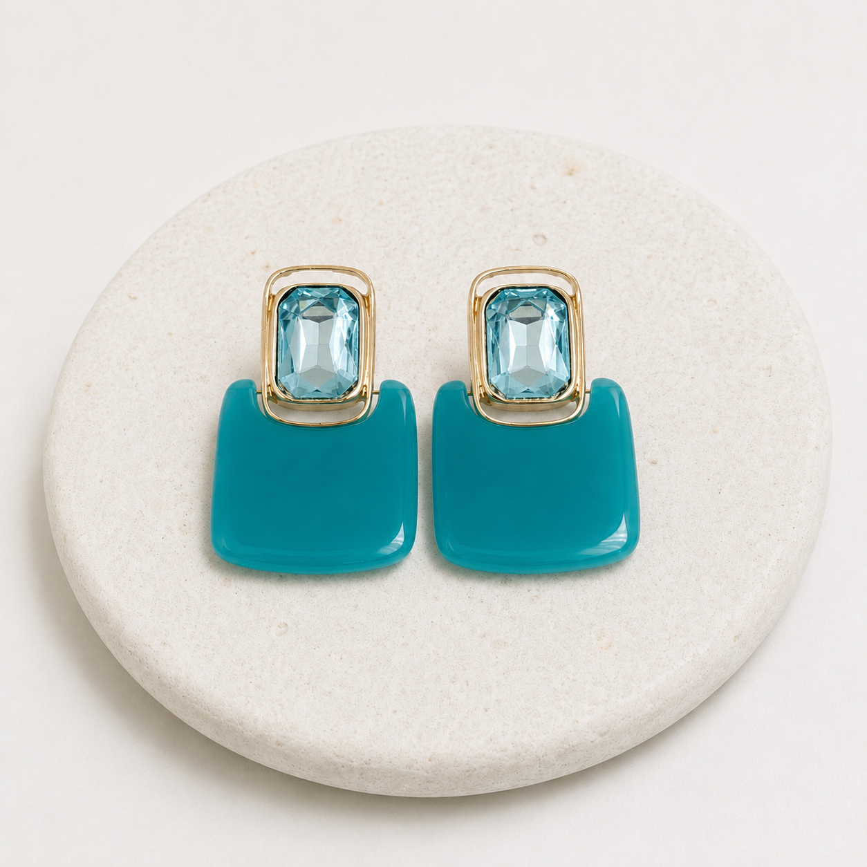 Large modern turquoise earrings