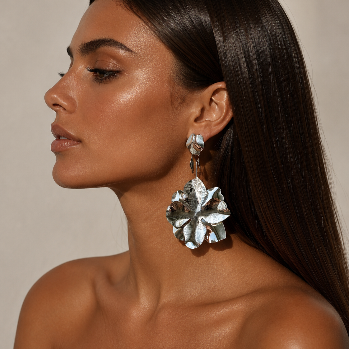 Oversized drop floral earrings