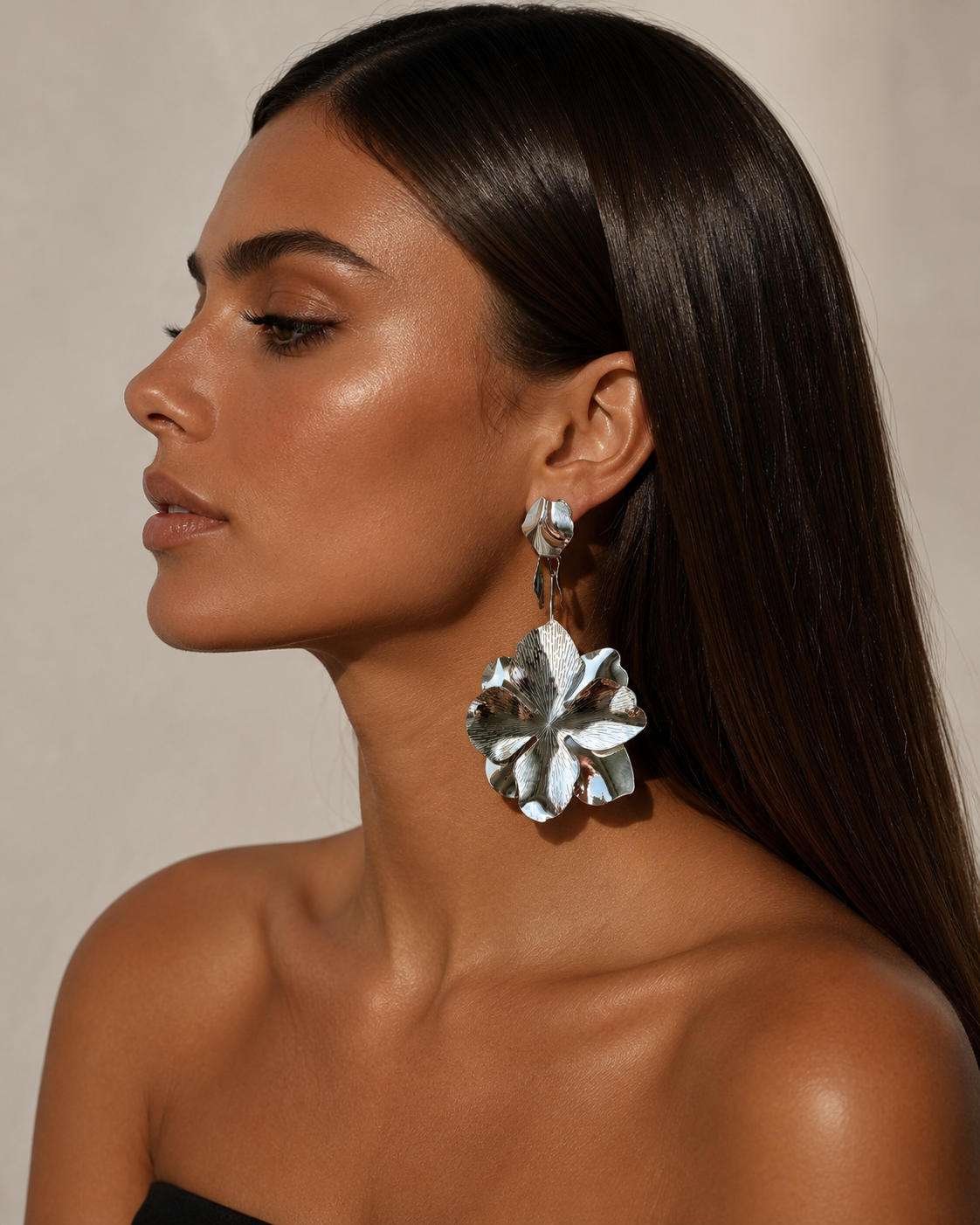 Oversized drop floral earrings