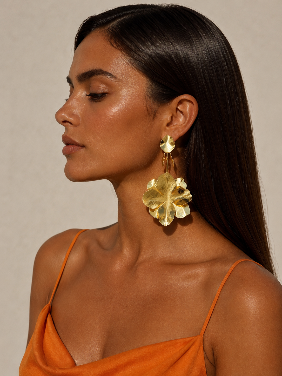 Oversized drop floral earrings