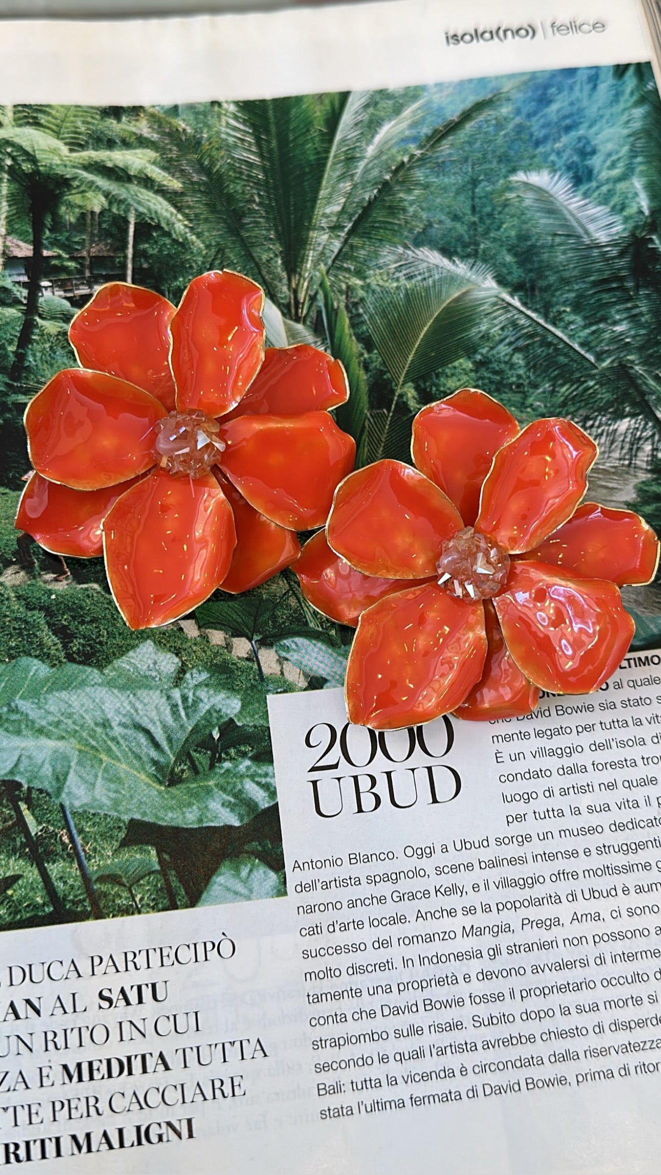 Orange flower earrings