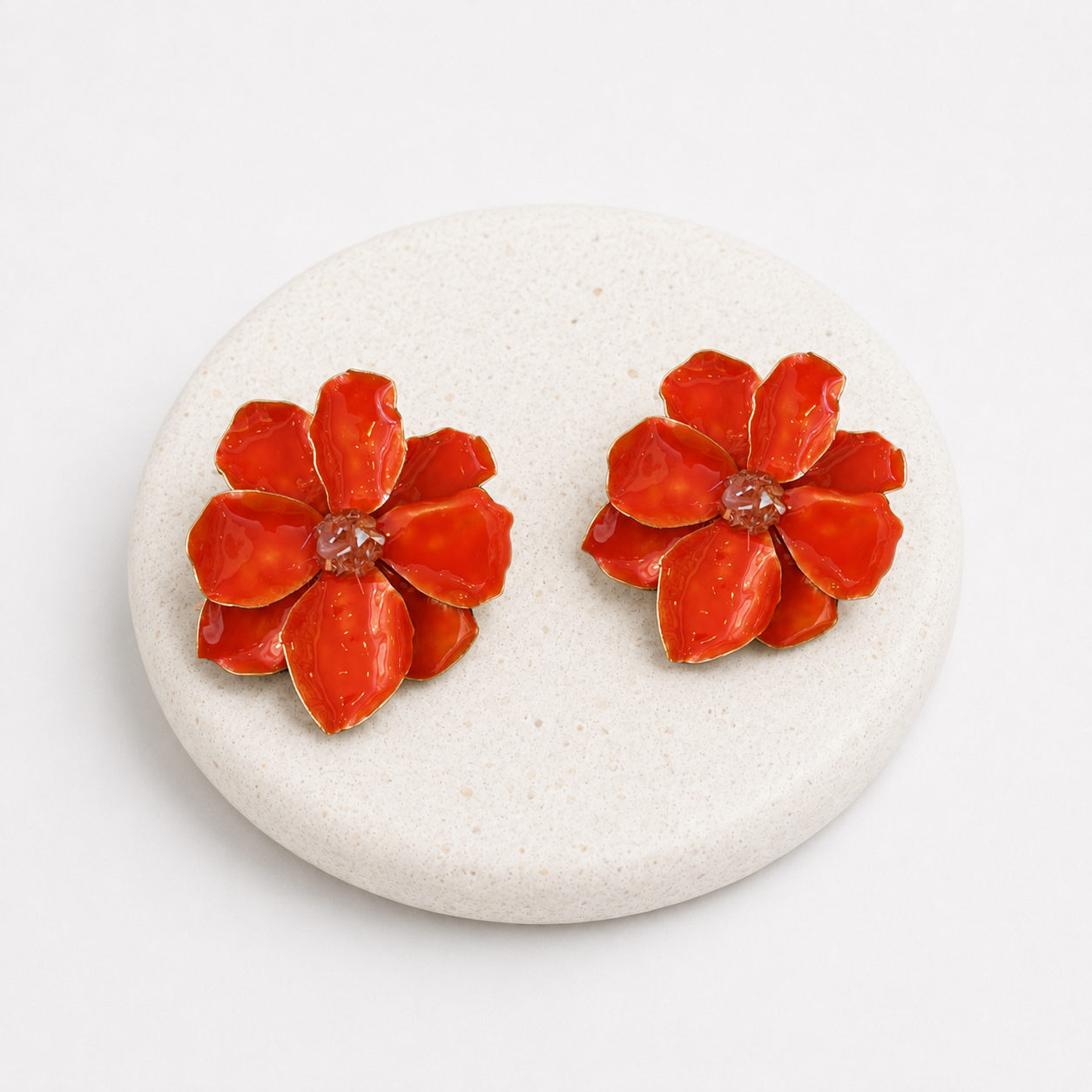 Orange flower earrings