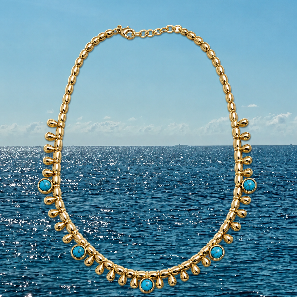 Delicate turquoise drop necklace
