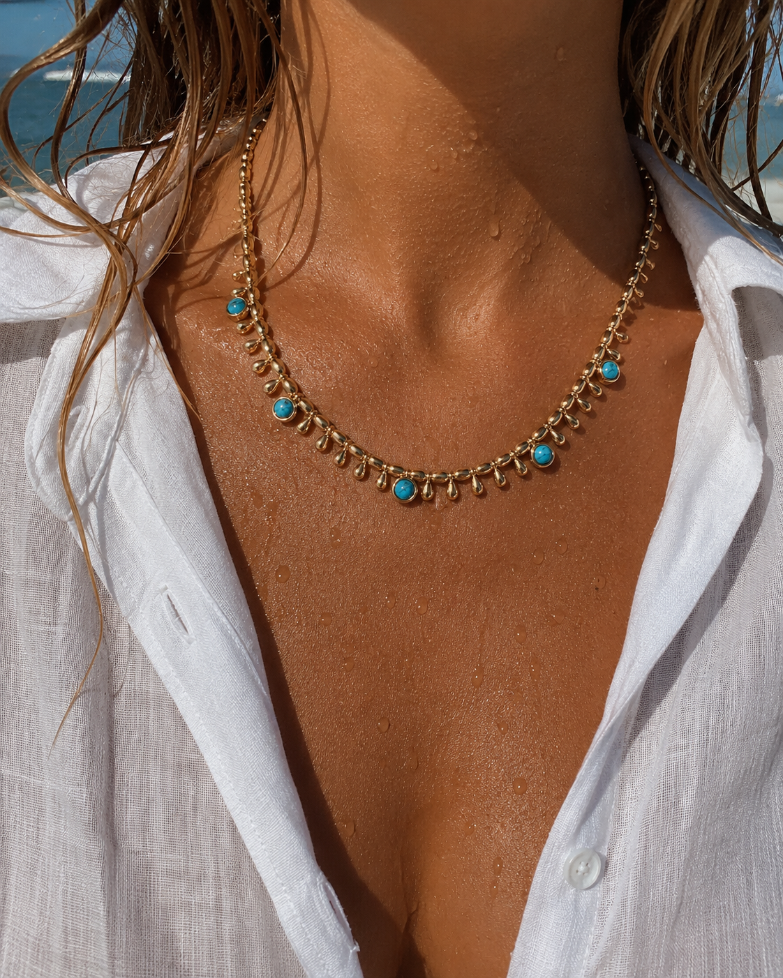 Delicate turquoise drop necklace