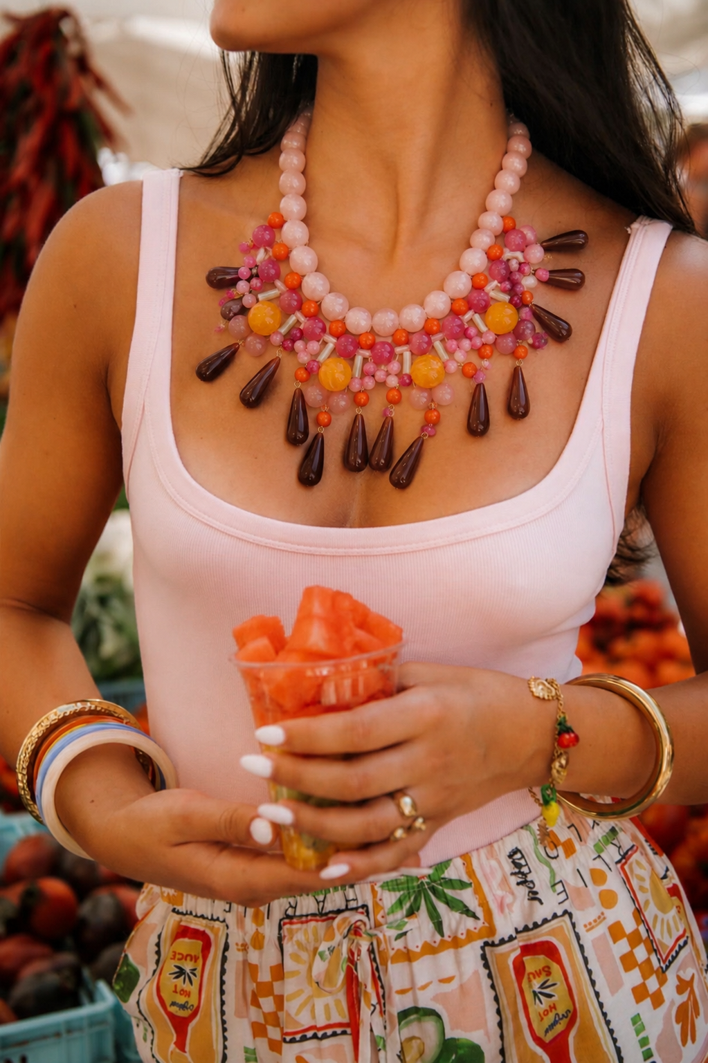 Oversized sunset necklace