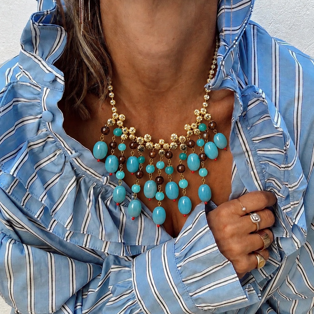 Turquoise crystal drop necklace