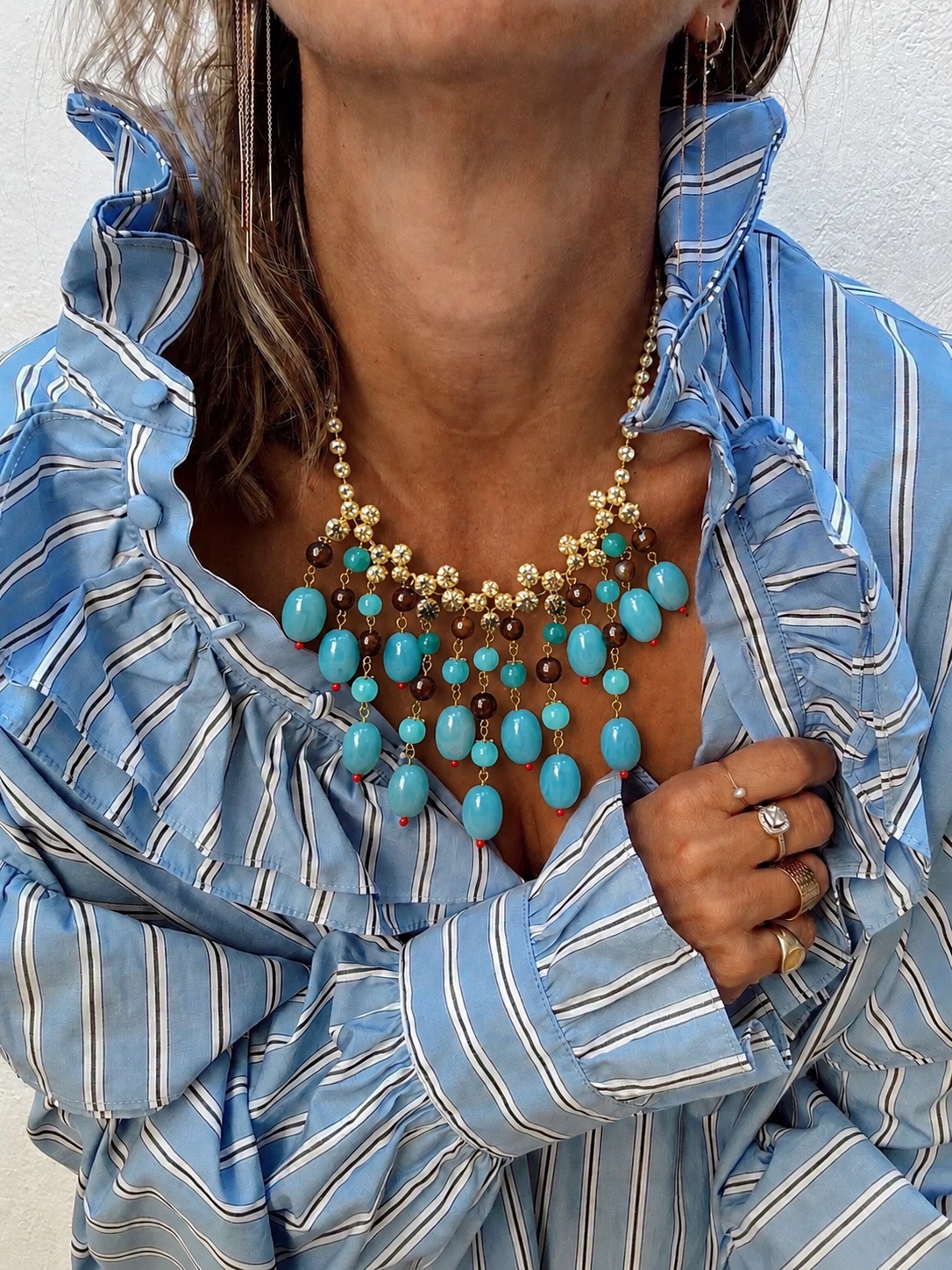 Turquoise crystal drop necklace