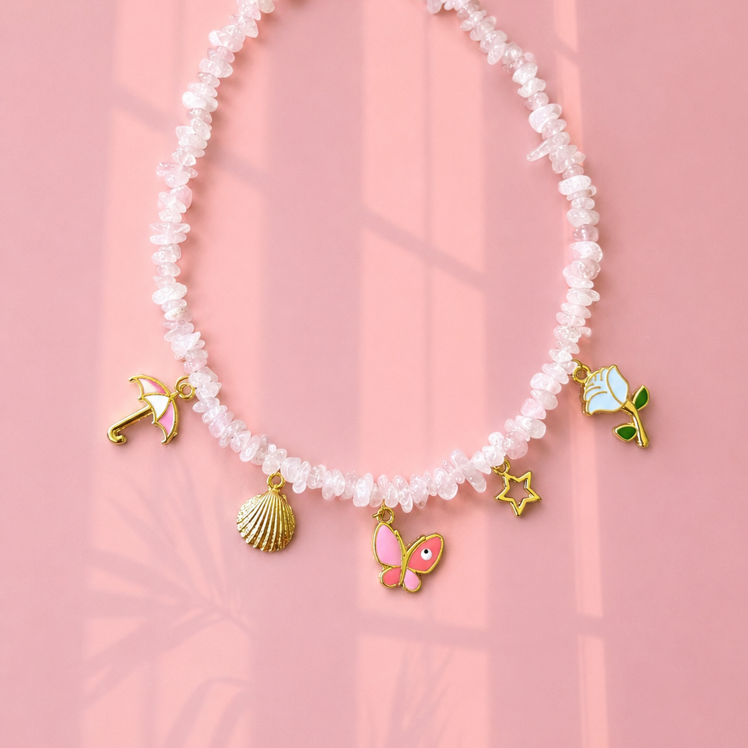 Natural stone necklace with charms
