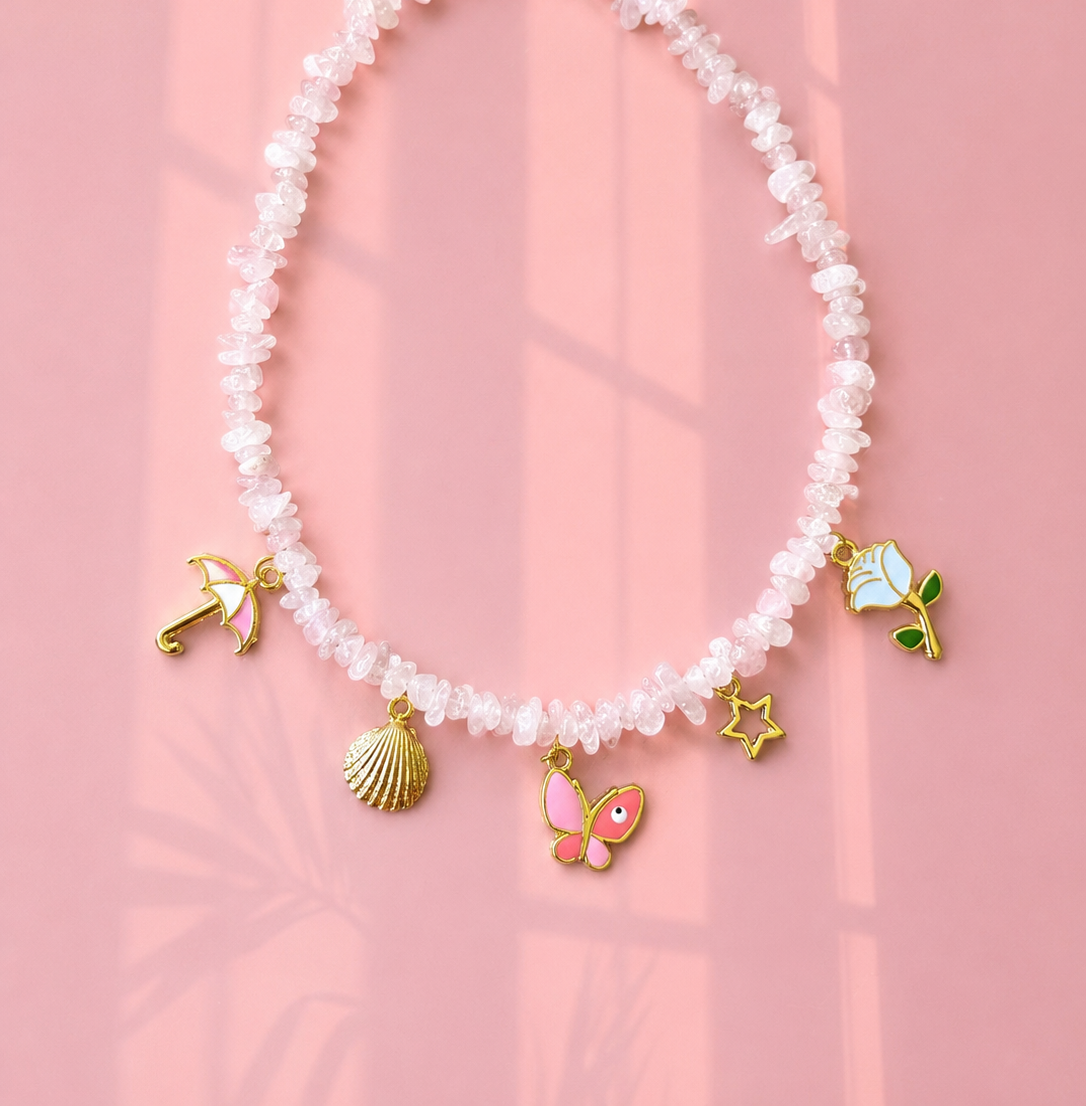 Natural stone necklace with charms