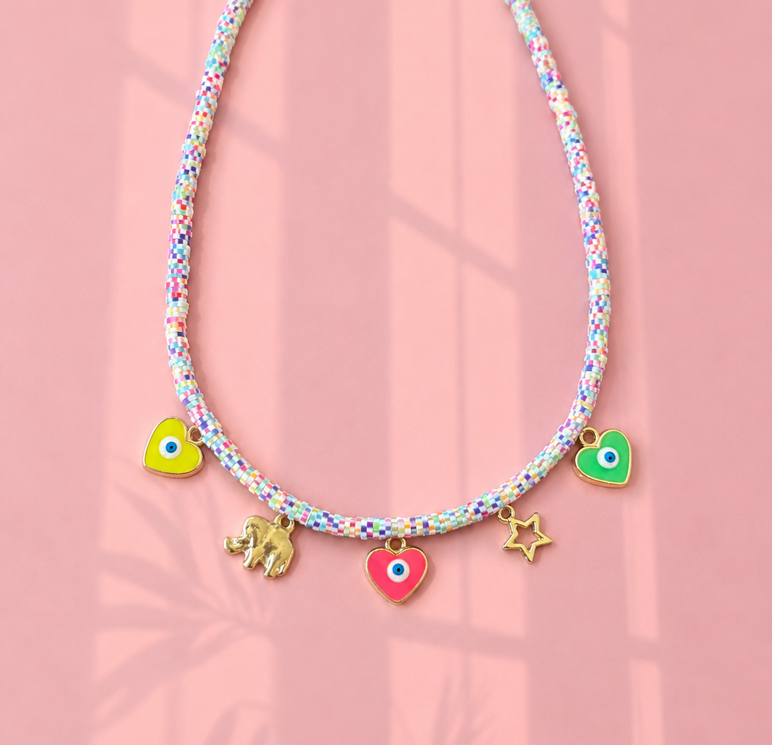 Thin surfer charm necklace