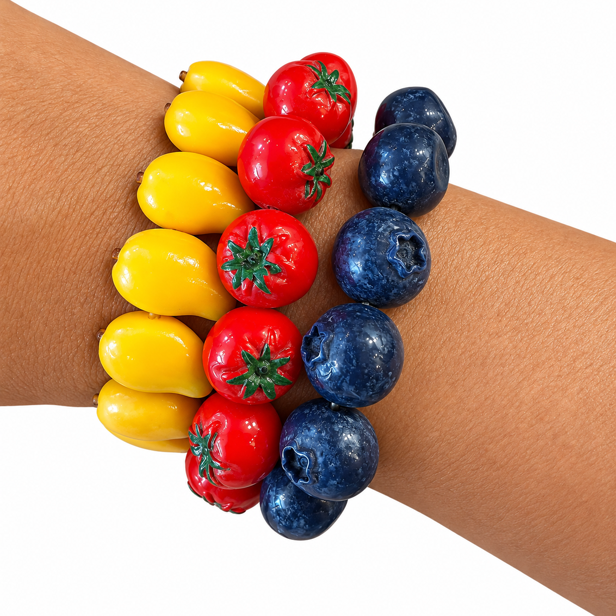 Set of 3 fruits chunky bracelets