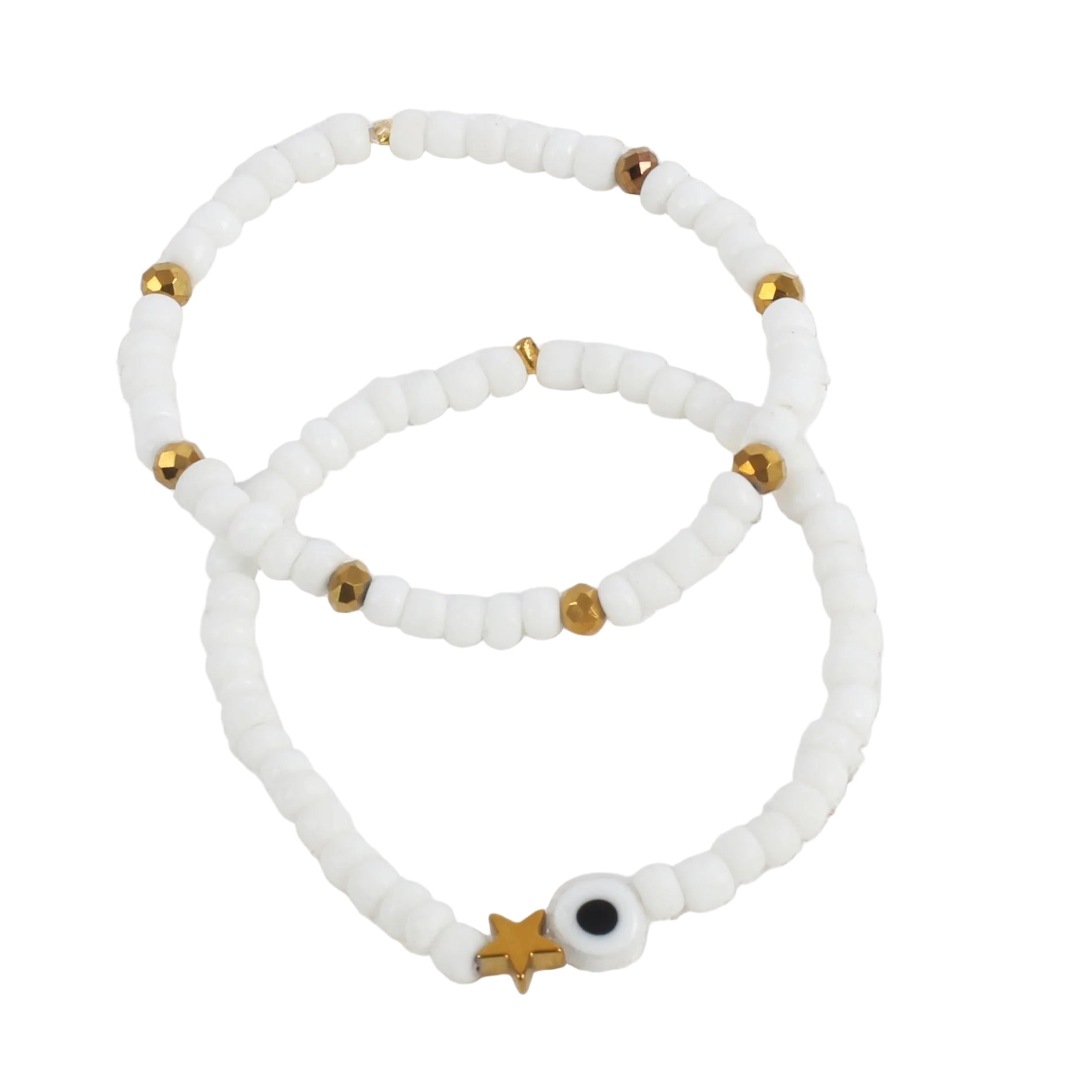 White summer set of 2 bracelets