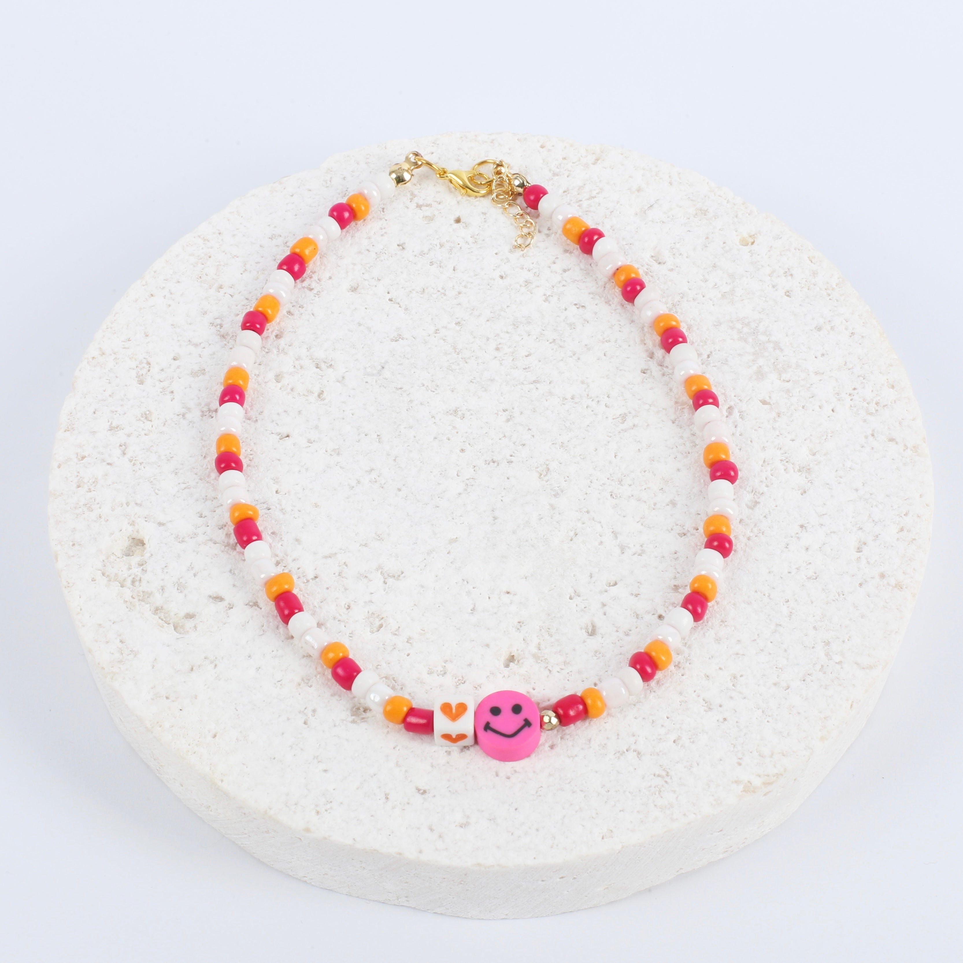 Fuschia smiley necklace