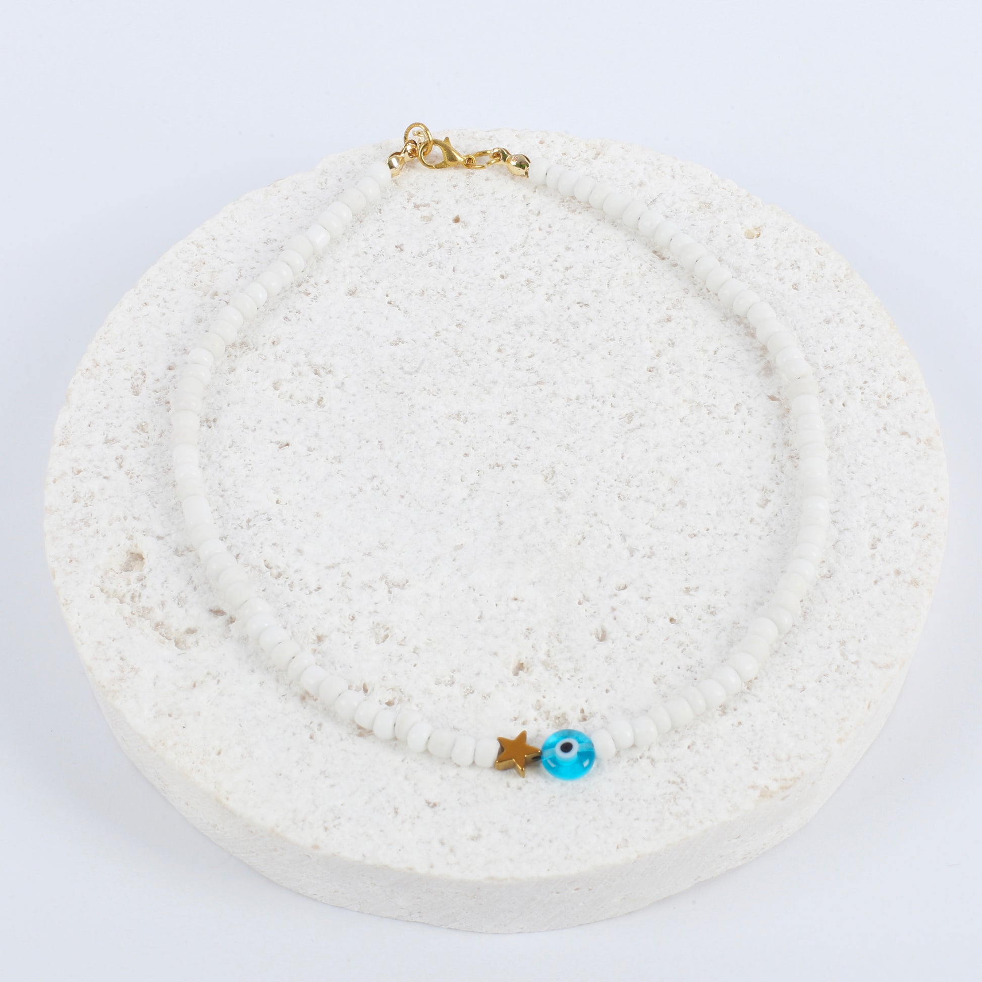 White evil eye necklace