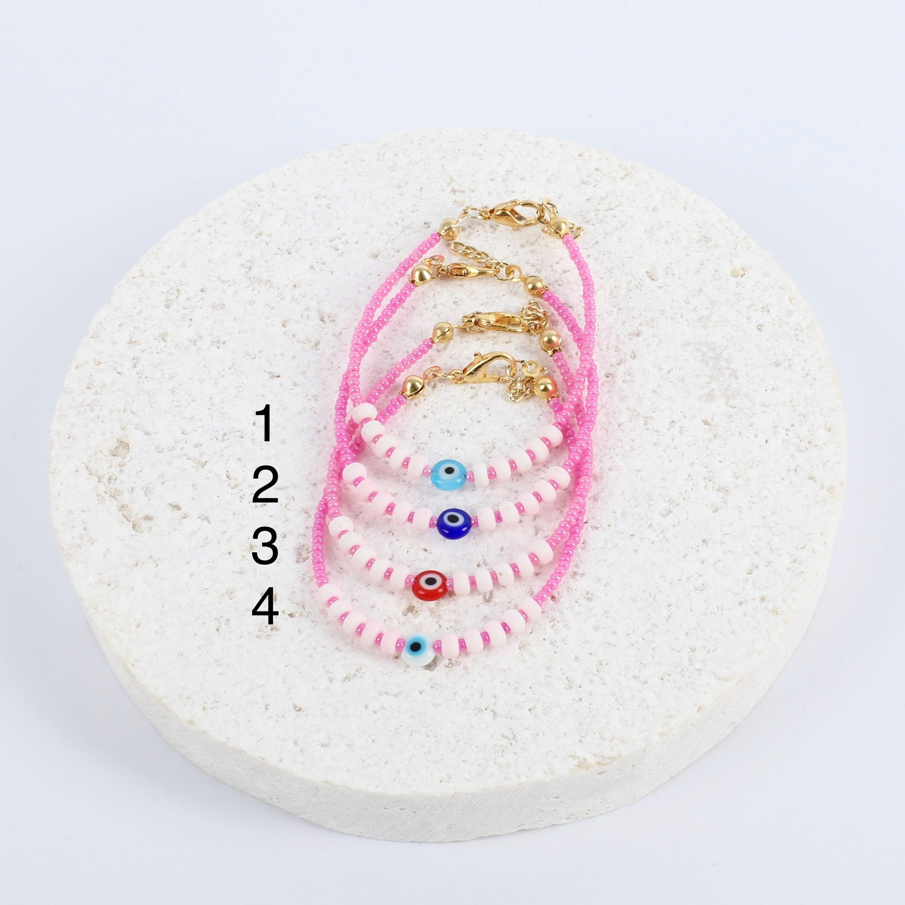 Pink evil eye bracelet