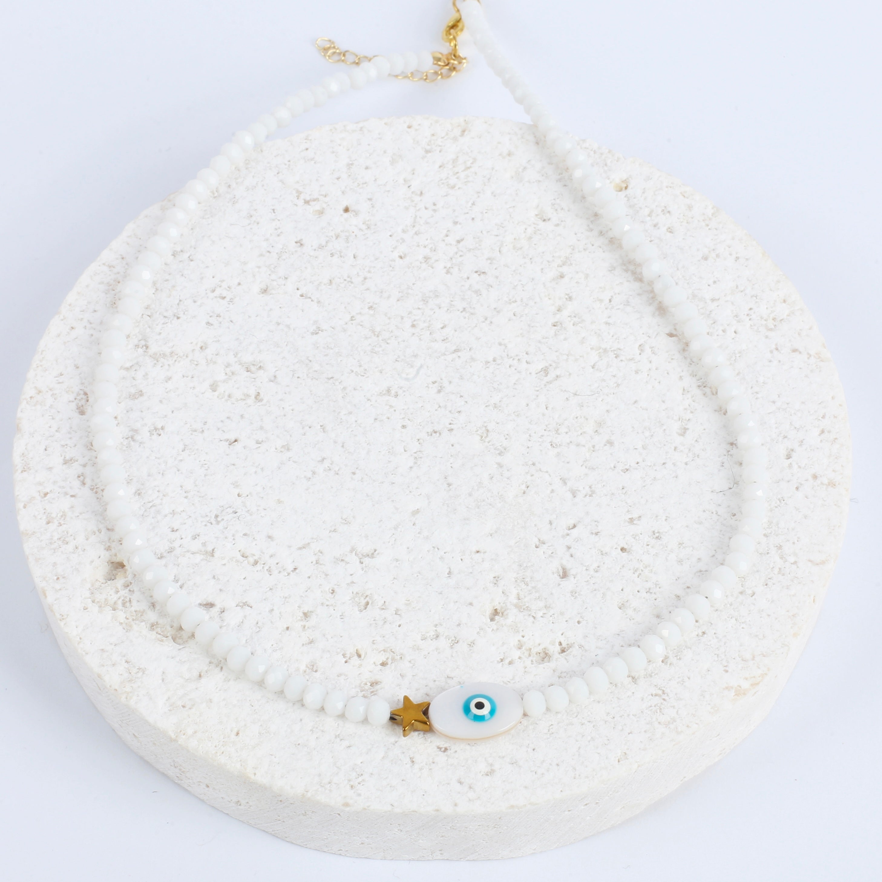 White evil eye necklace