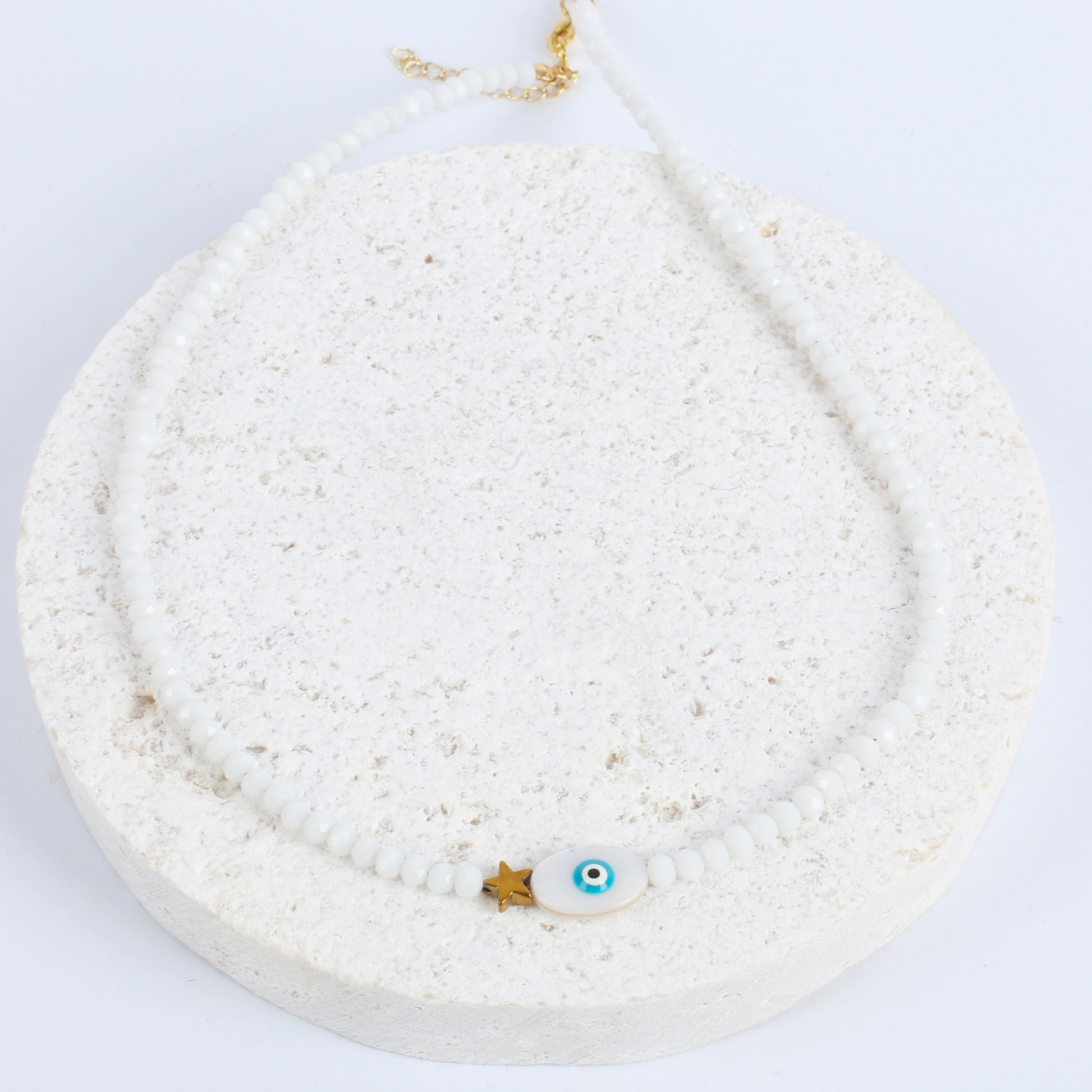 White evil eye necklace