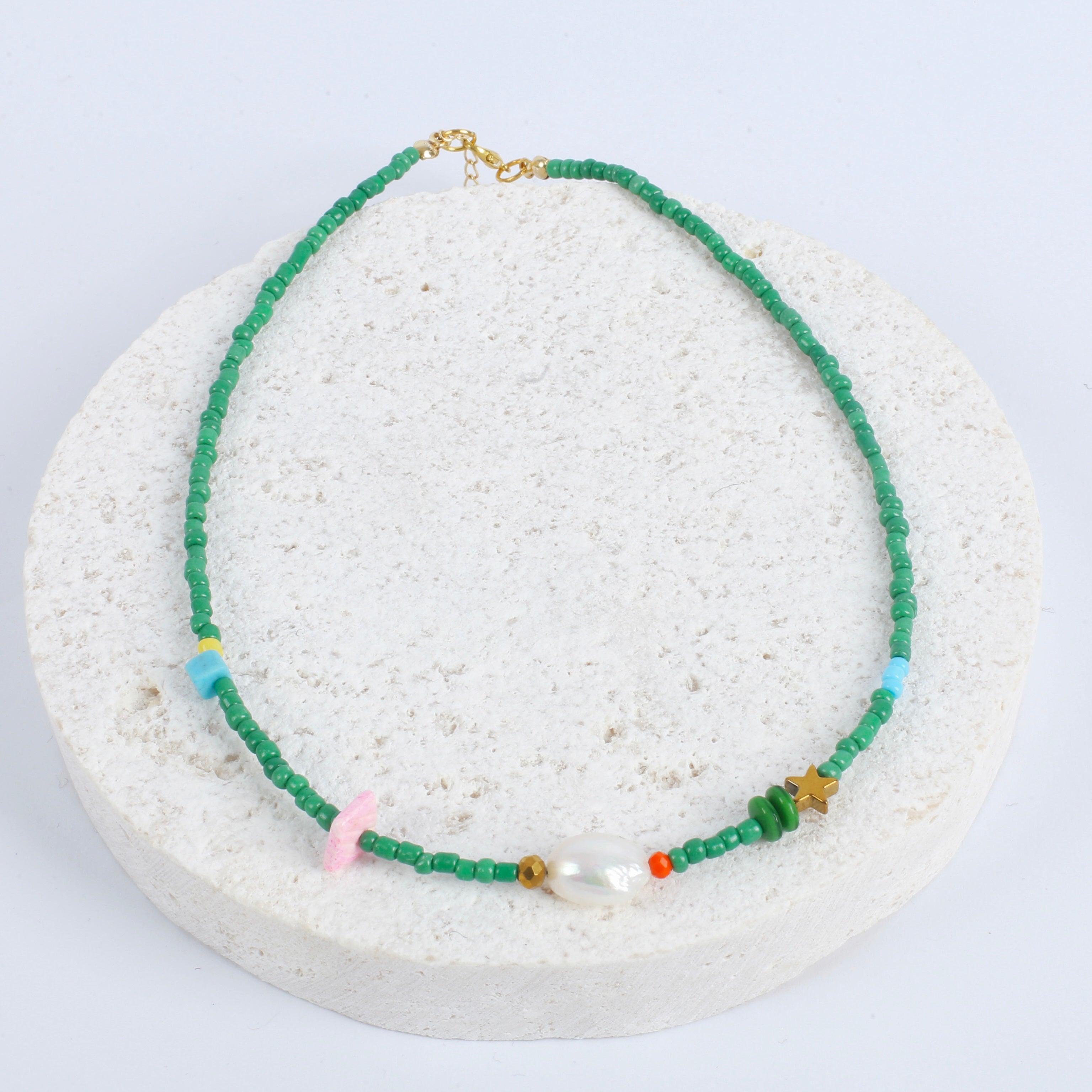 Real pearl with mixed beads necklace