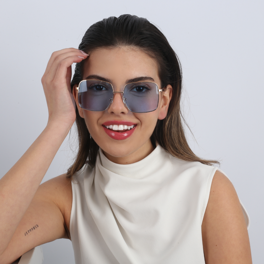 Blue oversized square sunglasses