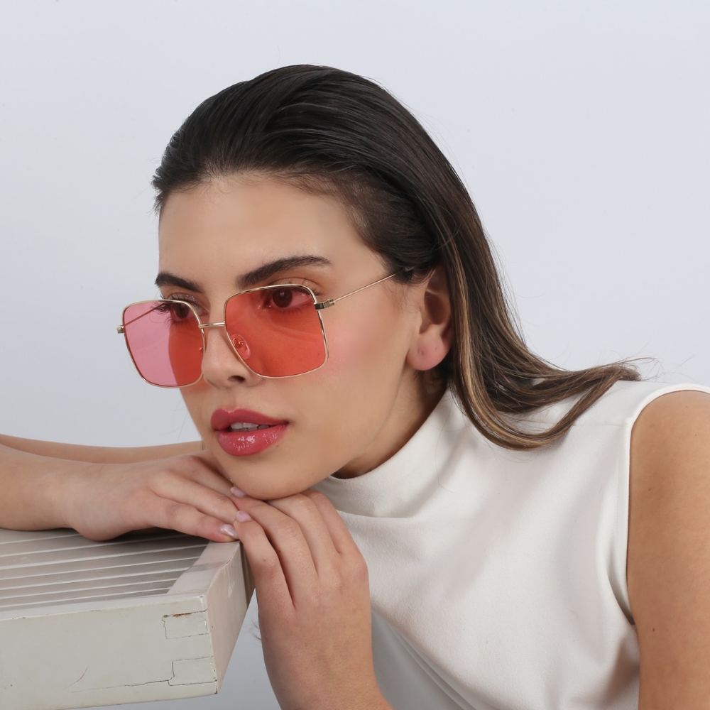 Pink oversized square sunglasses